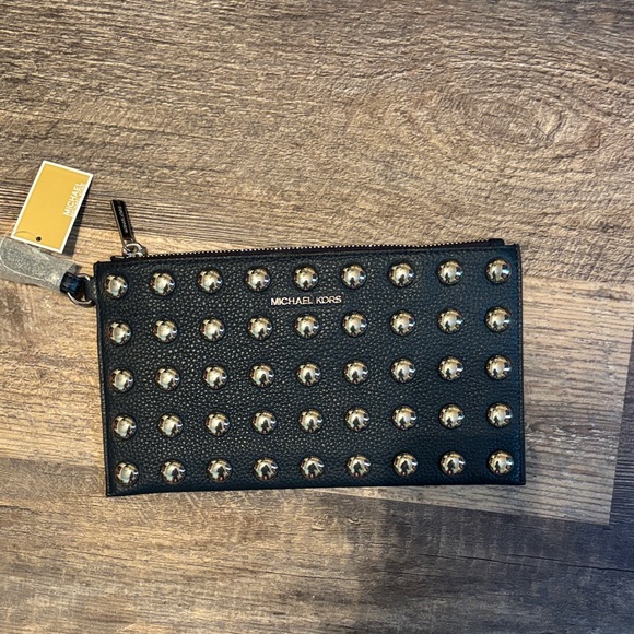 Michael Kors Handbags - Michael Kors Black and Gold Studded Pouch